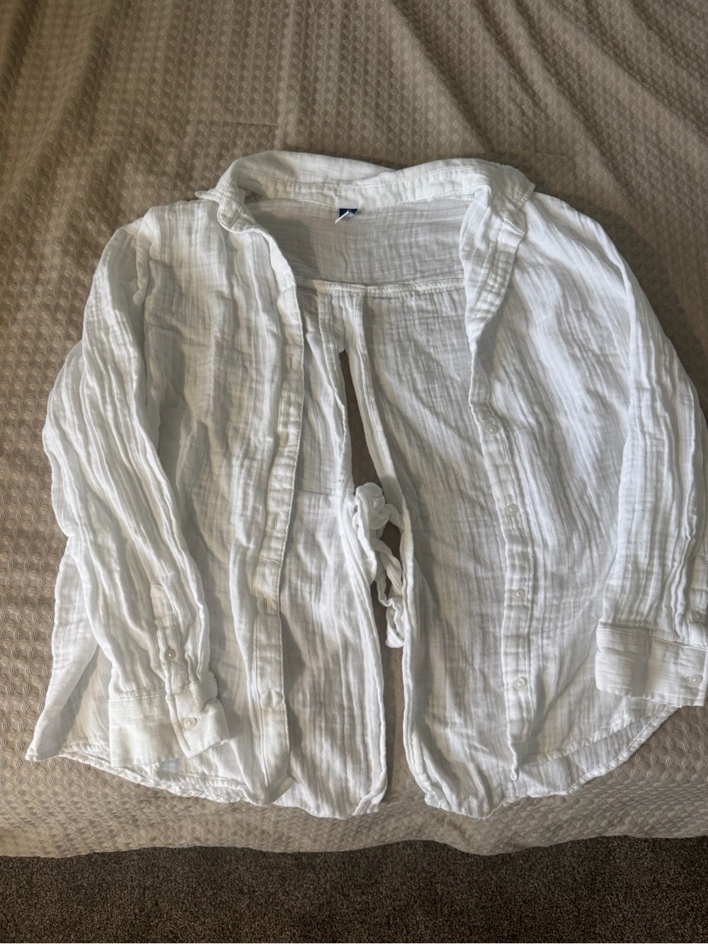 Wonens White Lightweight Gauze Button-Front Shirt
